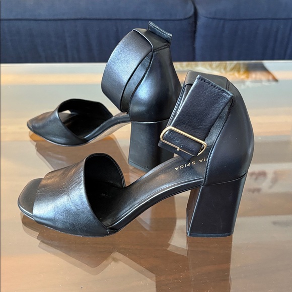 Via Spiga Black Leather Heel Sandals - Picture 3 of 11